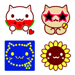 素朴な白猫の夏絵文字