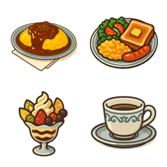 昔ながらの喫茶店メニュー絵文字