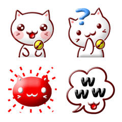 ぷっくり3D、素朴な白猫の日常絵文字