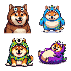 モンスターな太っちょ柴犬 カラフル 絵文字