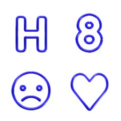藍色描繪線框字母表情貼