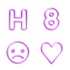 紫色描繪線框字母表情貼
