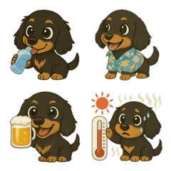 夏を楽しむミニチュアダックス絵文字
