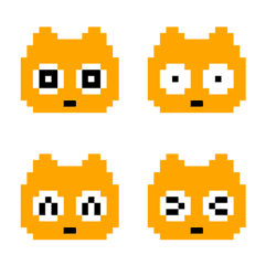 Rough pixelated cat face emoji