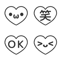 ⏹⬛LINE顔文字＆ハート❶⬛モノクロ