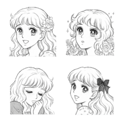 昭和の少女マンガのヒロインの女の子絵文字