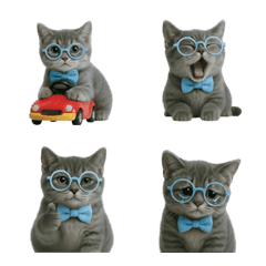Cute Tabby Cat Emoji with Glasses