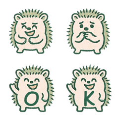 かわいいハリネズミ+26英語（草の緑）