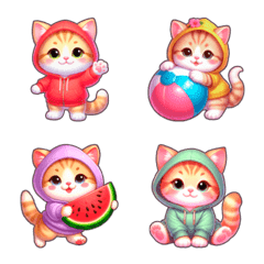 Chubby Kitten Emoji Hoodie SMR/Dairy