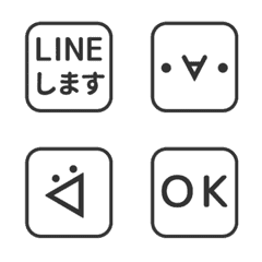 ▶️動く⬛LINE顔文字＆四角❶⬛モノクロ
