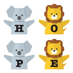 折り紙 ライオンとコアラ アルファベット
