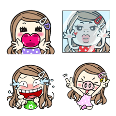 ロングヘアガールリアクション絵文字