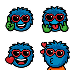 Fuzzy Blue Monster Emoji vol.1