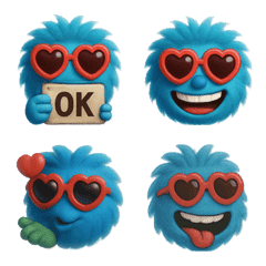 Fuzzy Blue Monster Emoji vol.33D