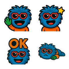 Fuzzy Blue Monster Emoji vol.2