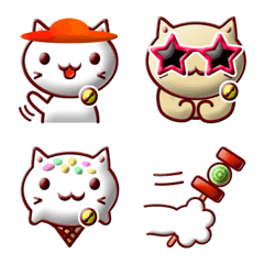 ぷっくり3D、素朴な白猫の夏絵文字