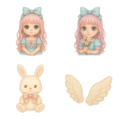 Dreamy Doll Emoji Set in Soft Pastels