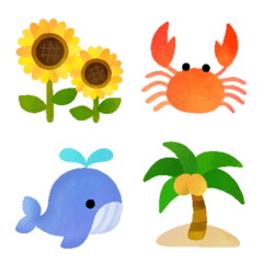動く！夏のほんわか可愛い絵文字セット