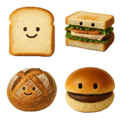 かわいい笑顔のパンの絵文字です