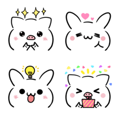 動く♦うさぎとぶたの顔文字風・絵文字3