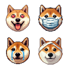 Pixel art emoji shiba dog for emoji