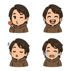 Cute Chibi Emoji, Boy in Hoodie