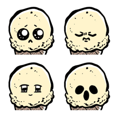 Vanilla ice cream emojis with faces
