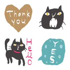 ーー手描きのゆるい黒猫の絵文字ーー
