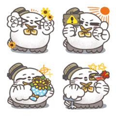 剽軽シロフクロウの文字なし絵文字夏