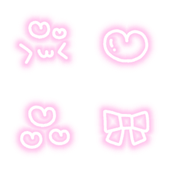 Pink neon Emoji -kawaii-