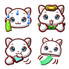 ぷっくり3D、ぽっちゃり白猫の夏絵文字