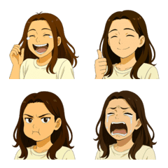 毎日使える私の絵文字!ロングヘアー女性