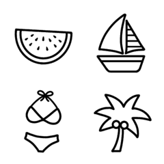 夏★シンプルな線画絵文字
