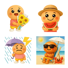 サマー気分♪ぷっくりキャラの夏絵文字