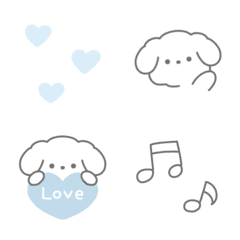 水色♡シンプル白い犬絵文字
