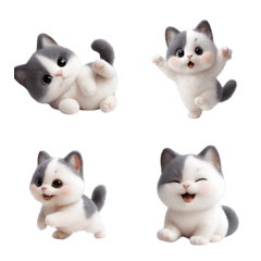 かわいいぽっちゃり白黒猫の絵文字