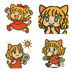 Nekomimi Girl Summer Emoji Set