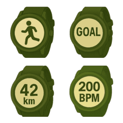 マラソンとランニング時計の絵文字です