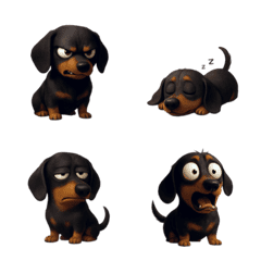 多種情緒的可愛臘腸狗