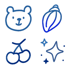 ネイビーブルー☆線画emoji
