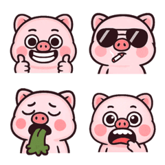 Funny Pink Piggy Emojis Vol.1