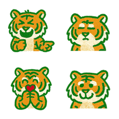 かわいくてユーモラスな小さなトラ（緑）