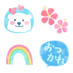 やさしい水彩タッチの夏絵文字