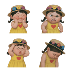 黄色い T シャツを着たぽっちゃり少女