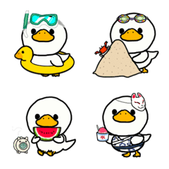 アヒルのぐぅぐぅ　夏の絵文字