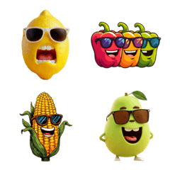 夏だ！サングラスだ！果物と野菜の絵文字！