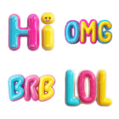 夏のカラフルぷっくりな略語絵文字セット！