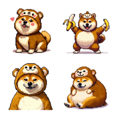 Pixel art monkey fat shiba emoji