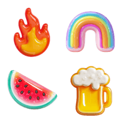 ぷっくり夏素材♪ポップで使える絵文字集