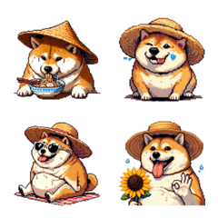 夏の麦わら太っちょ柴犬 絵文字